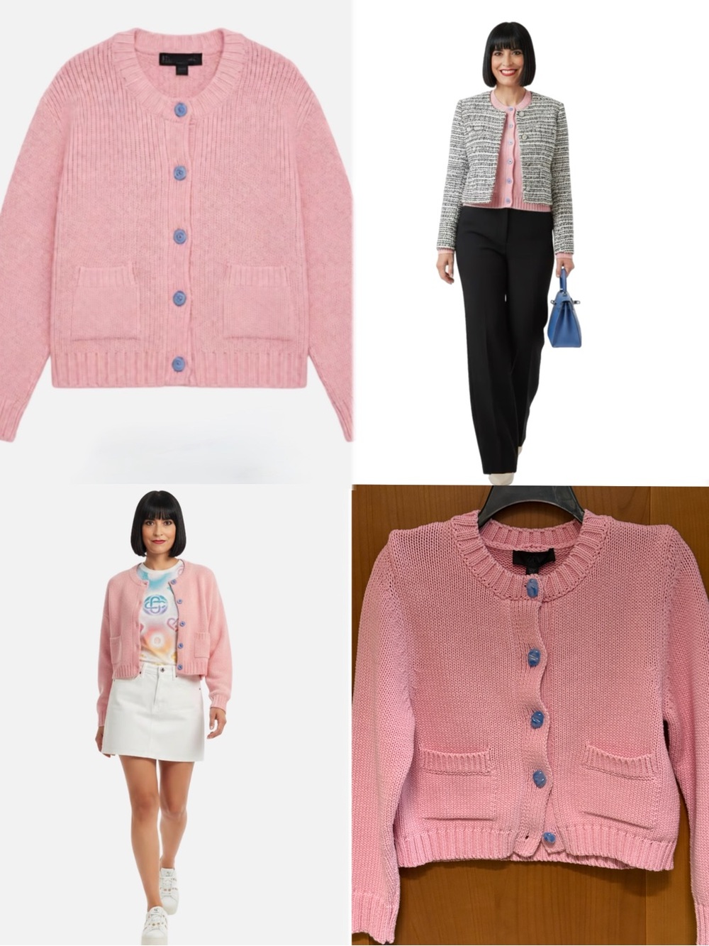 Zara Pink Button-Front Knit Cardigan